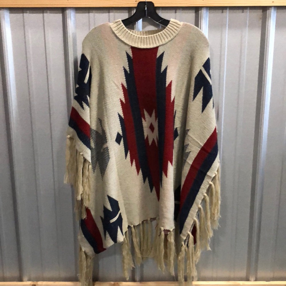 Aztec print poncho